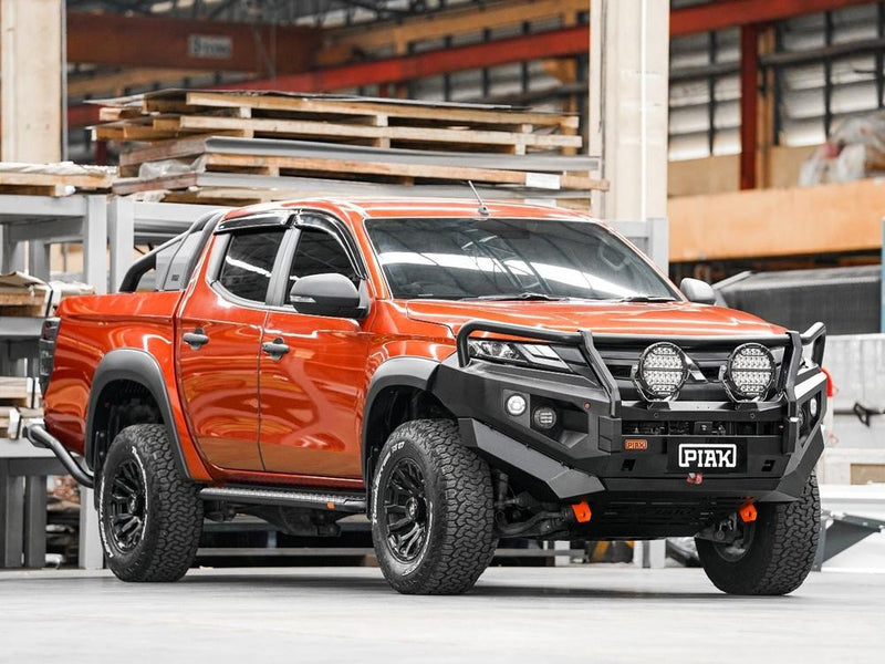 PIAK Elite 3-Loop Bull Bar for Mitsubishi Triton MR (2018-2023) | Orange Recovery Points & Black Bash Plate
