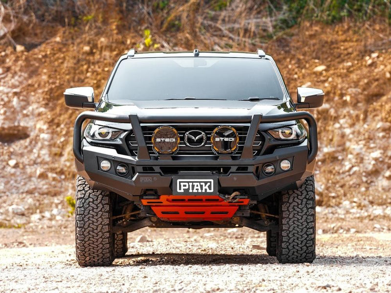 PIAK Genesis 4x4 Front Winch Loop Bull Bar with Black Recovery Points & Orange Bash Plate for Mazda BT-50 2020+