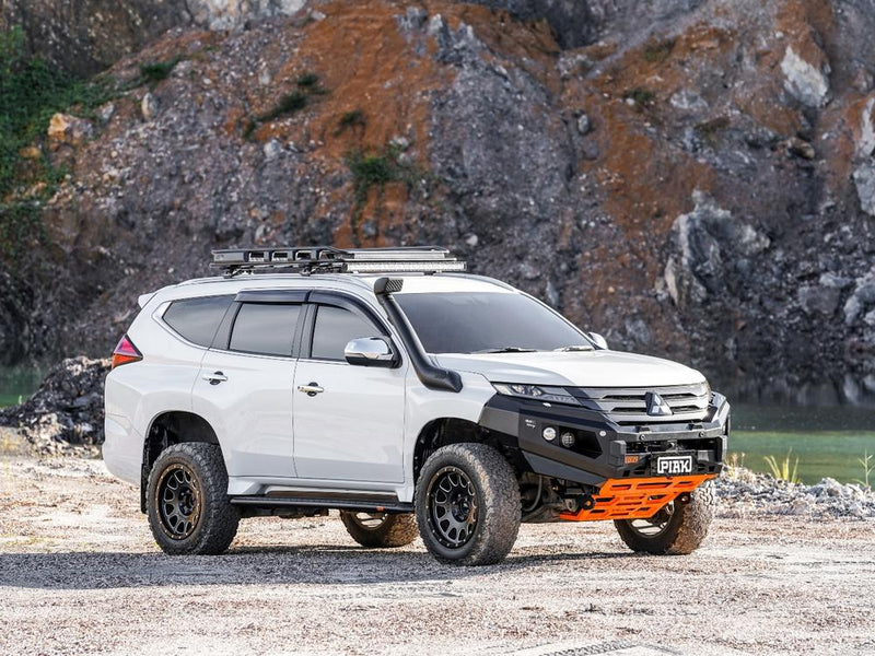 PIAK Elite Non Loop Bull Bar Black Recovery Points Orange Bash Plate for Mitsubishi Pajero Sport 2020 Onwards