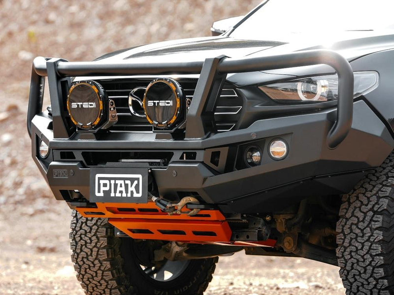 PIAK Genesis 4x4 Front Winch Loop Bull Bar with Black Recovery Points & Orange Bash Plate for Mazda BT-50 2020+