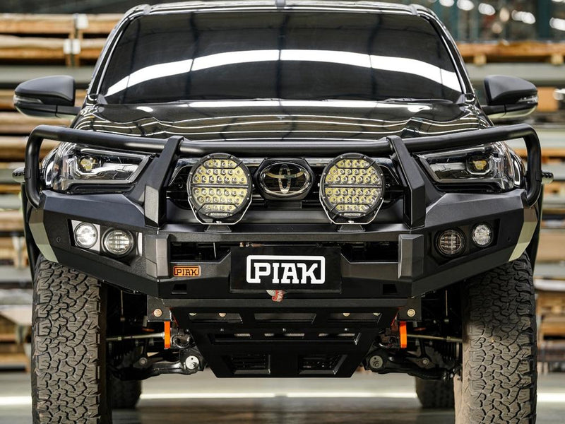 PIAK Elite 3-Loop Bull Bar suitable for Toyota Hilux (2020-2024) | Orange Recovery Points & Black Bash Plate