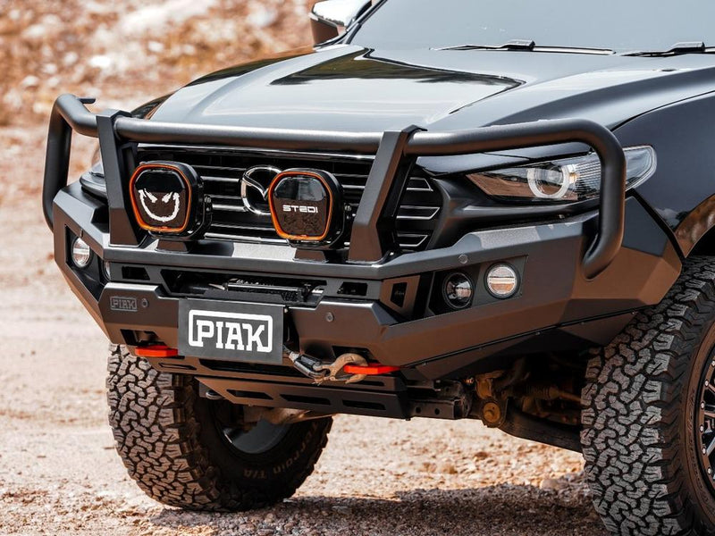 PIAK Genesis 4x4 Front Winch Loop Bumper Bull Bar with Black Bash Plate for Mazda BT-50 2020+