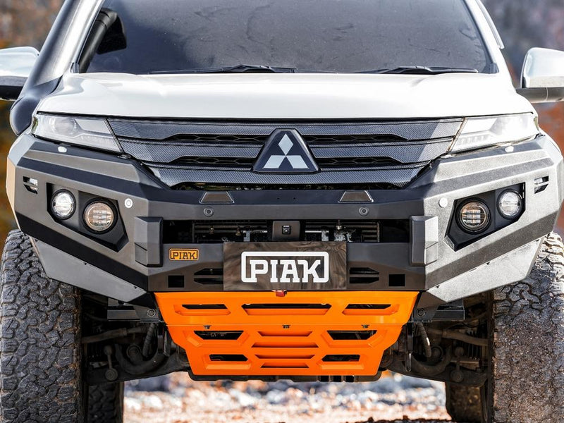 PIAK Elite Non Loop Bull Bar Black Recovery Points Orange Bash Plate for Mitsubishi Pajero Sport 2020 Onwards