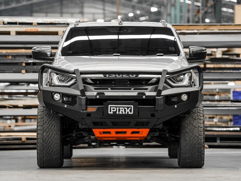 PIAK Elite 3-Loop Bull Bar for Isuzu D-MAX (2020-2023) | Black Recovery & Orange Bash Plate