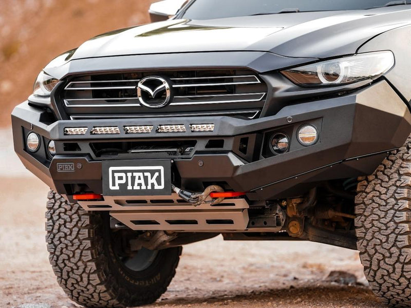 PIAK Genesis Non Loop Bull Bar Orange Recovery Points Grey Bash Plate for Mazda BT-50 2020 Onwards