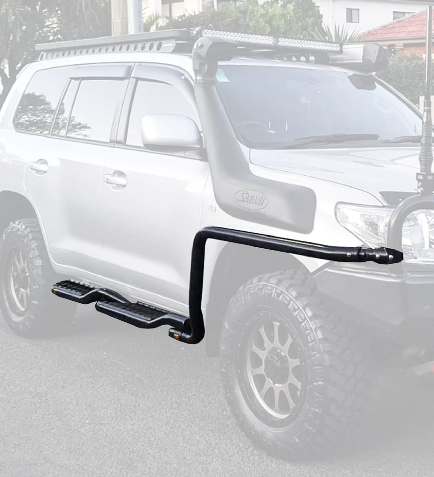 Triton MV 2024-On 039TWBSR808 Twisted Side Step and Rail Package (Chrome Step Plate) (60mm Bull Bar)