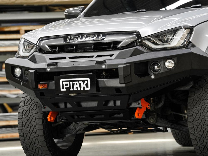 PIAK Elite Non Loop Bull Bar Orange Recovery Points Black Bash Plate for Isuzu D-Max 2020 to 2023