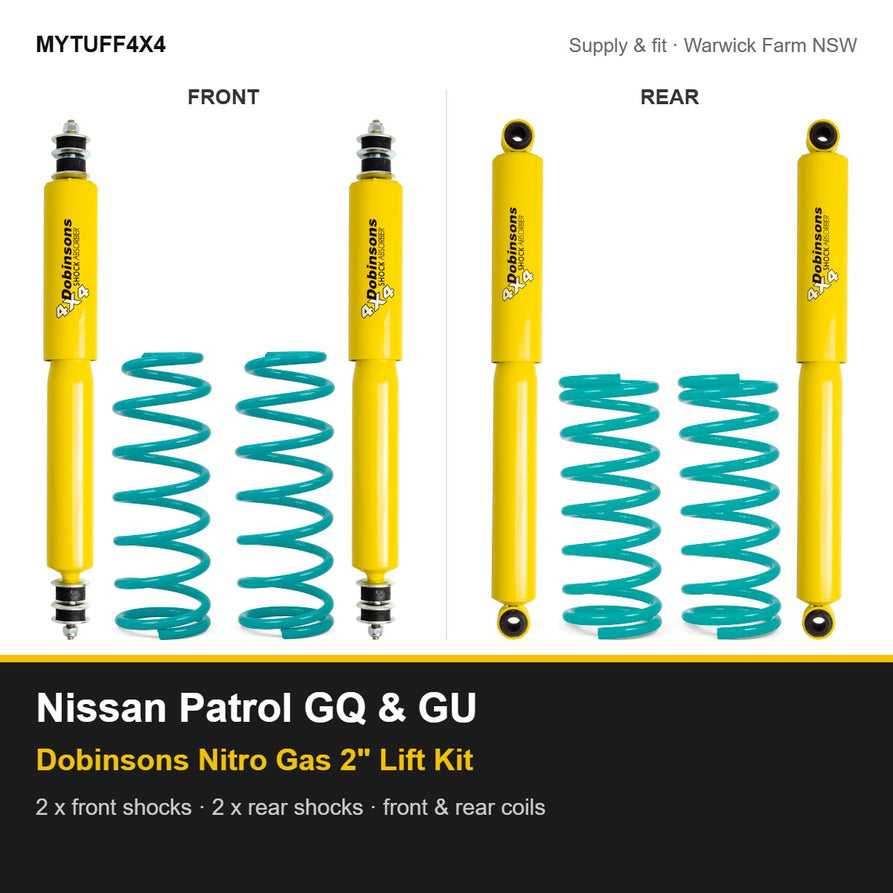 Dobinsons Nitro Gas 2 inch lift kit Suitable For Nissan Patrol GQ and GU - front and rear shocks and coil springs