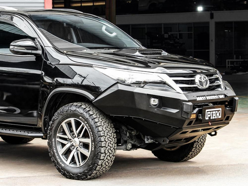 PIAK Elite Non Loop Bull Bar Black Recovery Points Bash Plate for Toyota Fortuner 2015 to 2018