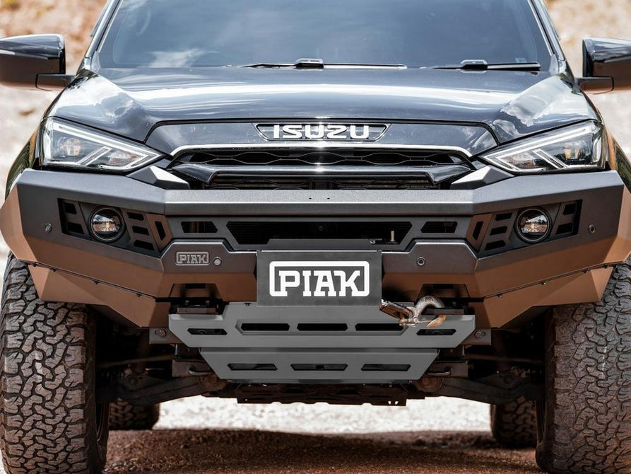 PIAK Genesis Non Loop Bull Bar Black Recovery Points Grey Bash Plate for Isuzu MU-X 2021 Onwards