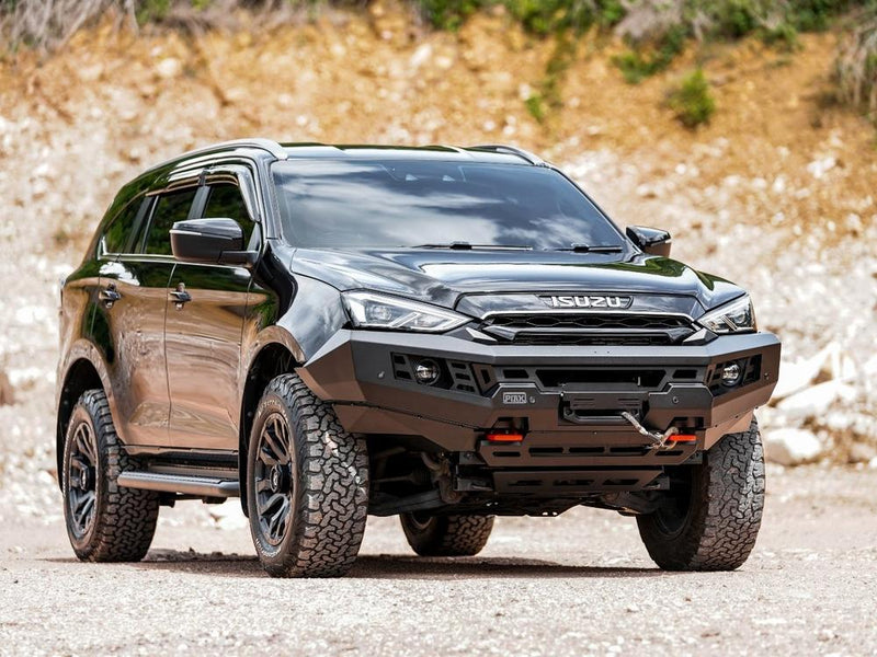 PIAK Genesis Non Loop Bull Bar Orange Recovery Points Black Bash Plate for Isuzu MU-X 2021 Onwards