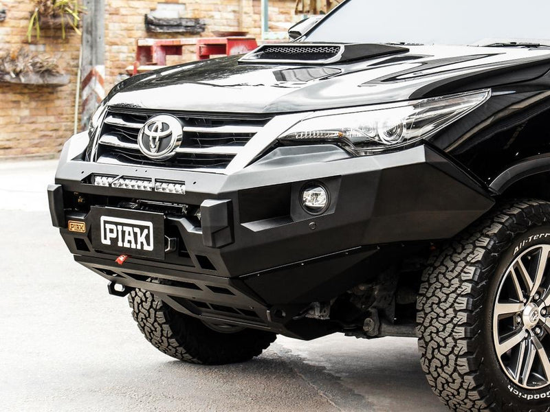 PIAK Elite Non Loop Bull Bar Black Recovery Points Bash Plate for Toyota Fortuner 2015 to 2018