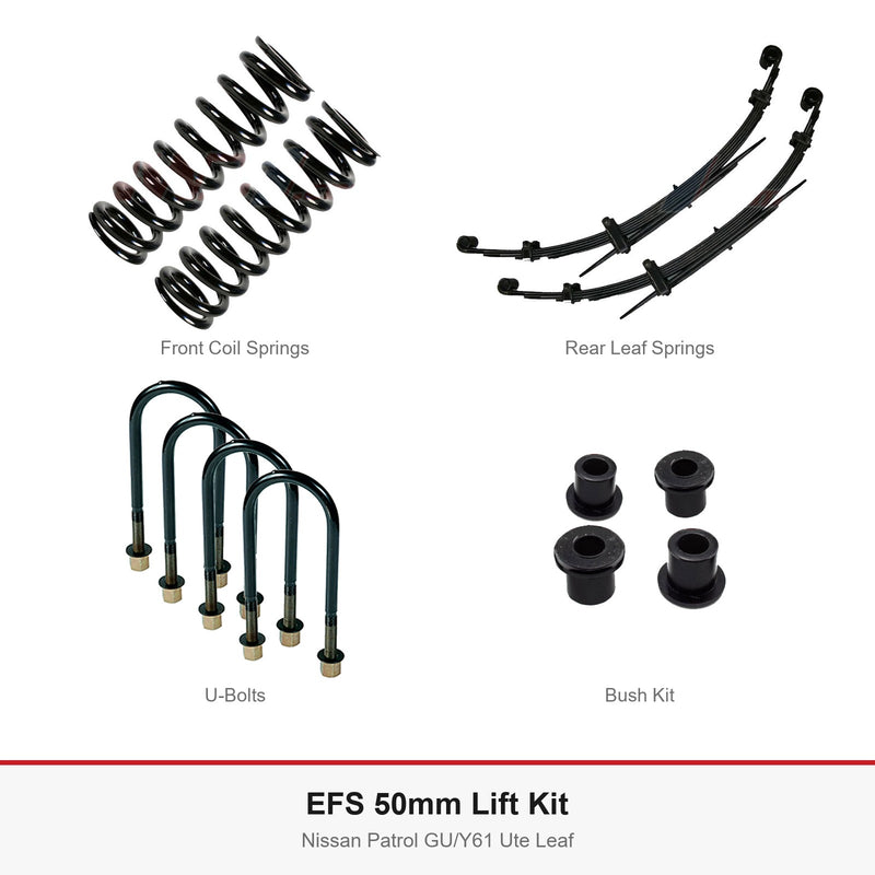 EFS 50mm Lift Kit - Suits Nissan Patrol GU/Y61 Ute Leaf