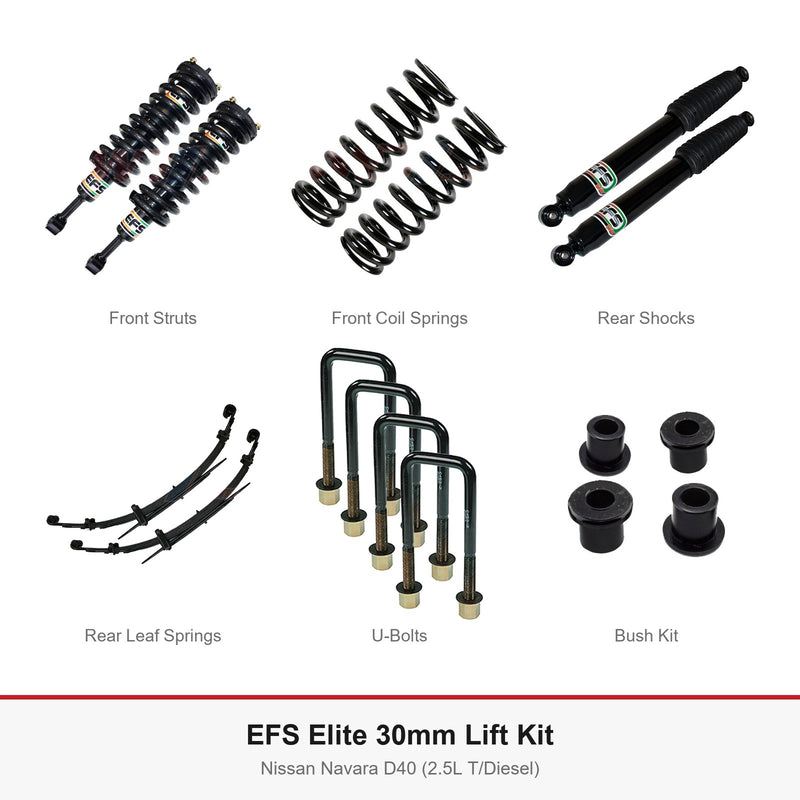 EFS Elite 30mm Lift Kit - Suits Nissan Navara D40 (2.5L T/Diesel)