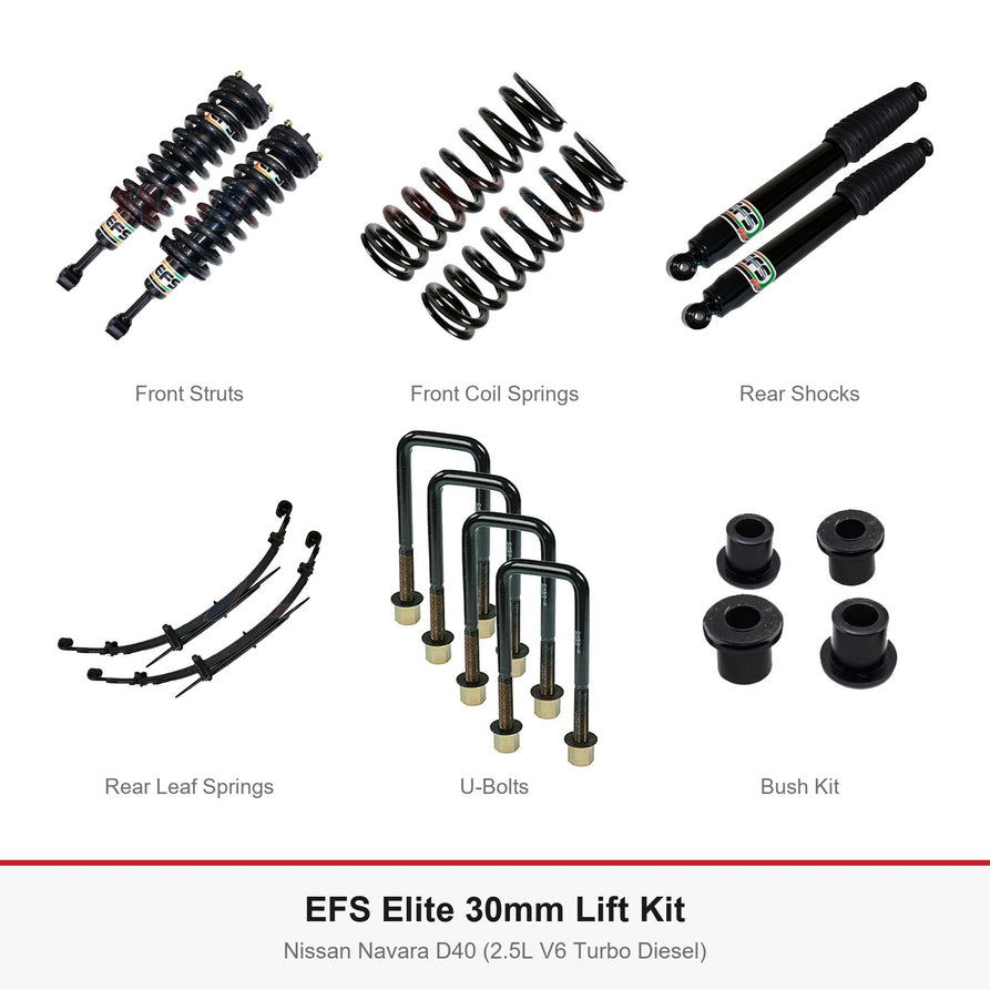 EFS Elite 30mm Lift Kit - Suits Nissan Navara D40 (2.5L V6 Turbo Diesel)