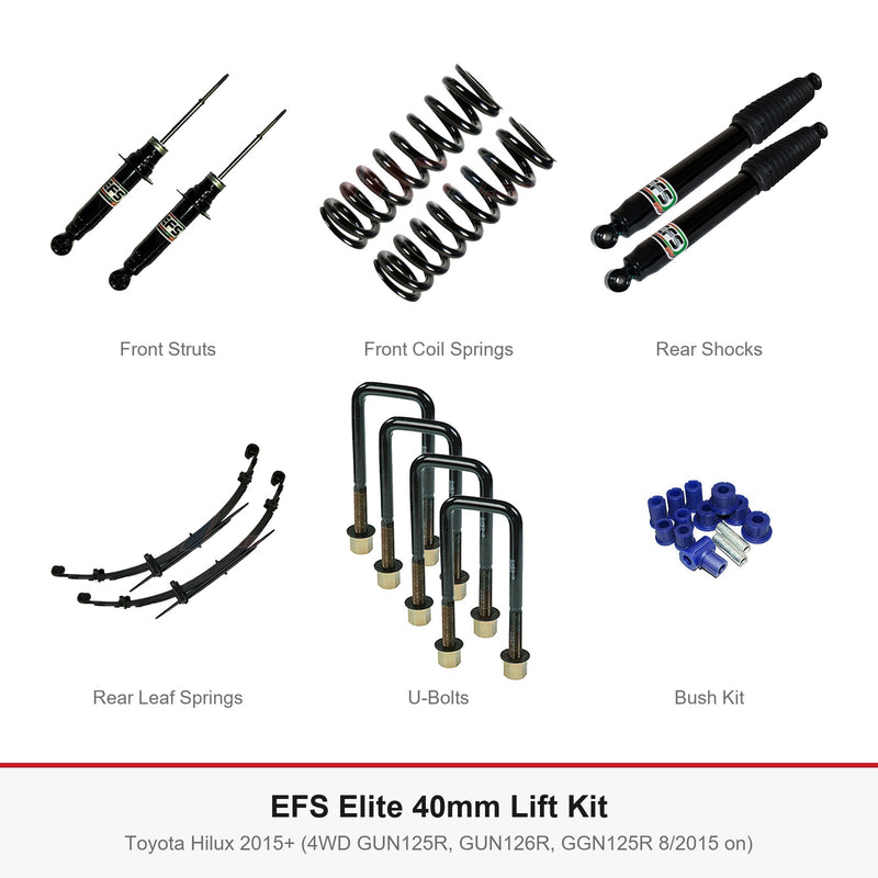 EFS Elite 40mm Lift Kit - Suits Toyota Hilux 2015+ (4WD GUN125R, GUN126R, GGN125R 8/2015 on)