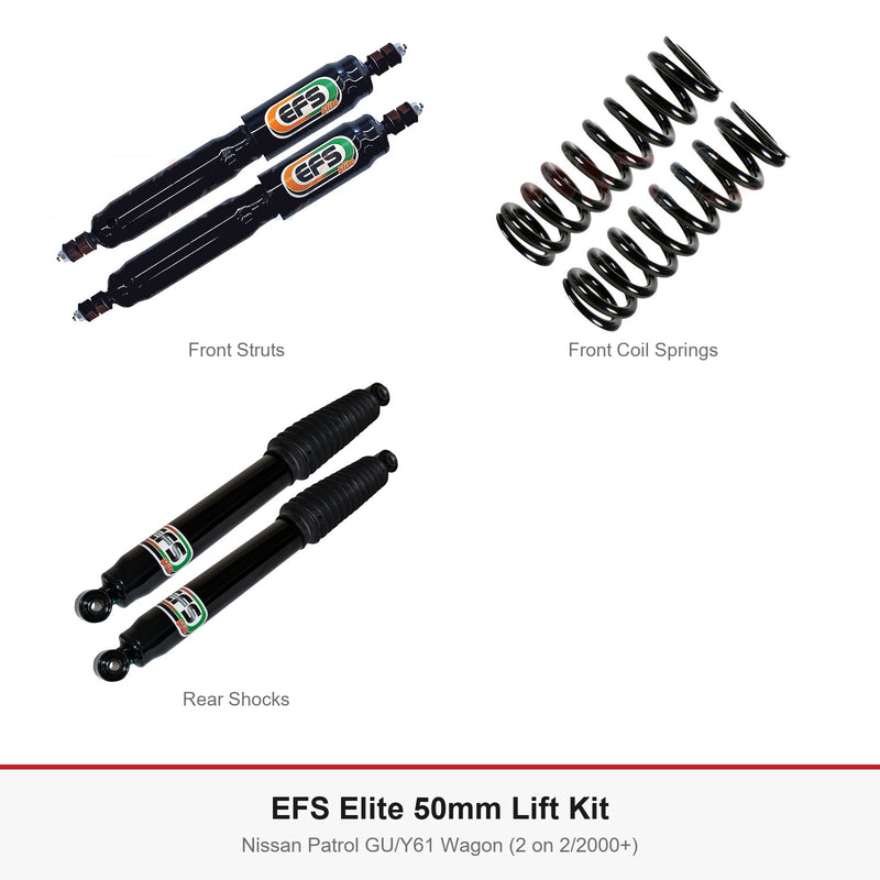 EFS Elite 50mm Lift Kit - Suits Nissan Patrol GU/Y61 Wagon (2 on 2/2000+)
