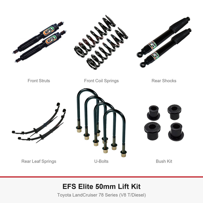 EFS Elite 50mm Lift Kit - Suits Toyota LandCruiser 78 Series (V8 T/Diesel)