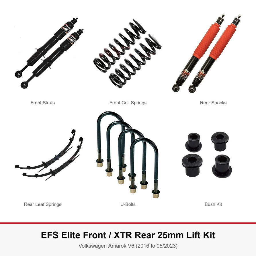 EFS Elite Front / XTR Rear 25mm Lift Kit - Suitable For Volkswagen Amarok V6 (2016 to 05/2023)