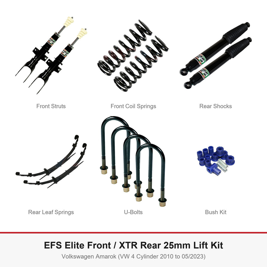 EFS Elite Front / XTR Rear 25mm Lift Kit - Suits Volkswagen Amarok (VW 4 Cylinder 2010 to 05/2023)