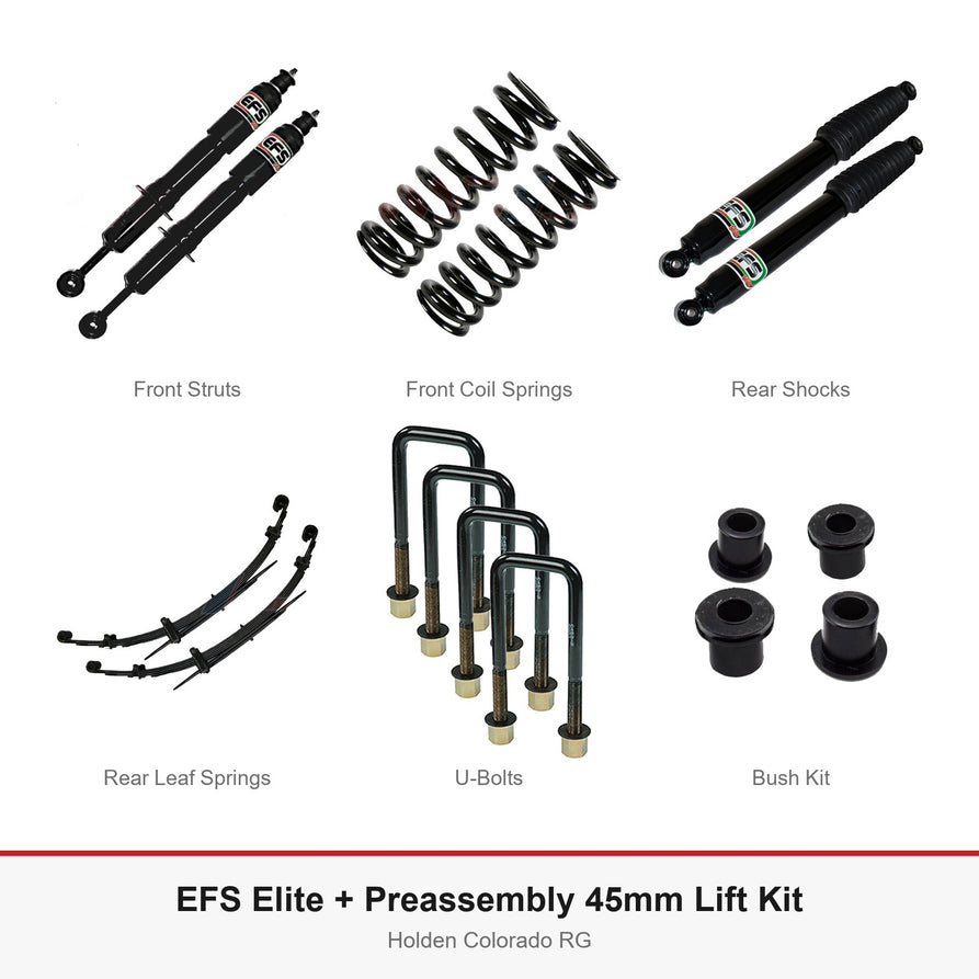 EFS Elite + Preassembly 45mm Lift Kit - Suits Holden Colorado RG