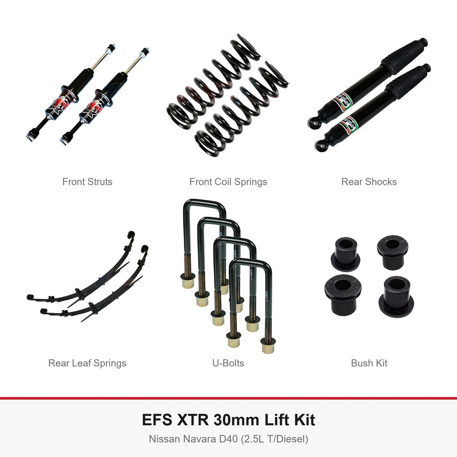 EFS XTR 30mm Lift Kit - Suits Nissan Navara D40 (2.5L T/Diesel)