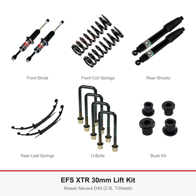 EFS XTR 30mm Lift Kit - Suits Nissan Navara D40 (2.5L T/Diesel)