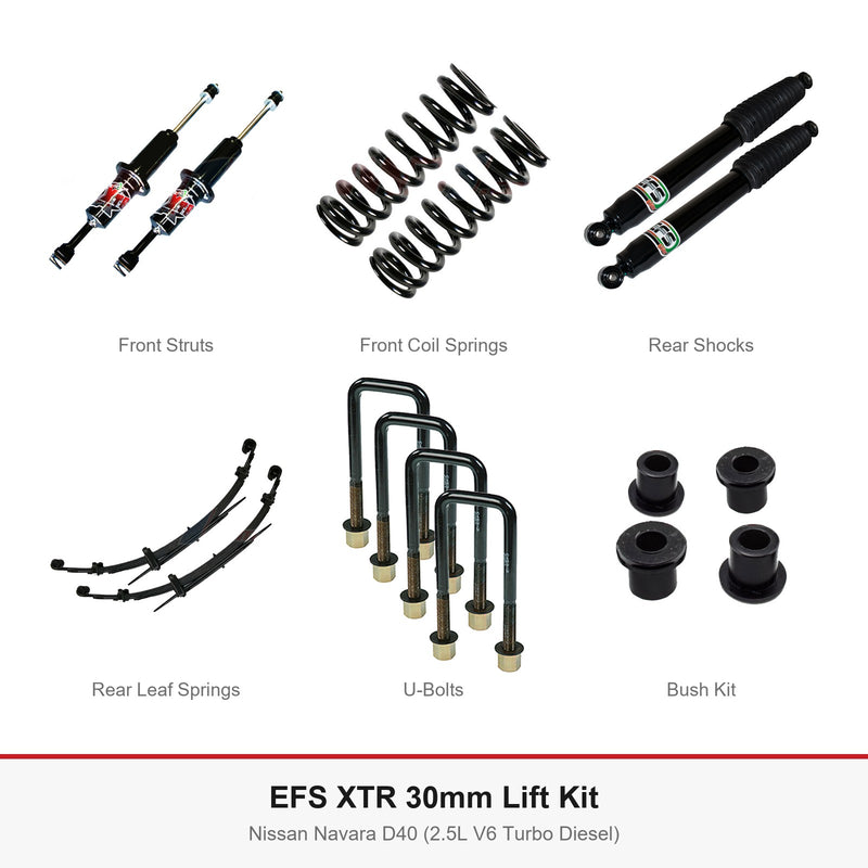 EFS XTR 30mm Lift Kit - Suits Nissan Navara D40 (2.5L V6 Turbo Diesel)