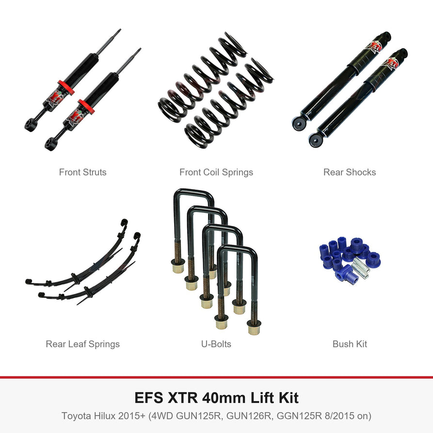 EFS XTR 40mm Lift Kit - Suits Toyota Hilux 2015+ (4WD GUN125R, GUN126R, GGN125R 8/2015 on)