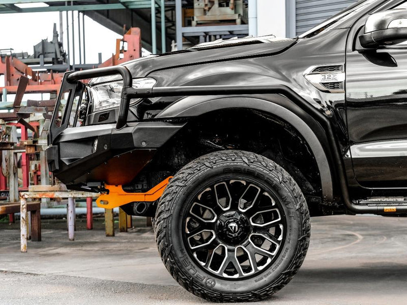 PIAK Elite 3-Loop Bull Bar for Ford Ranger (2015-2018) | Orange Recovery Points & Black Bash Plate
