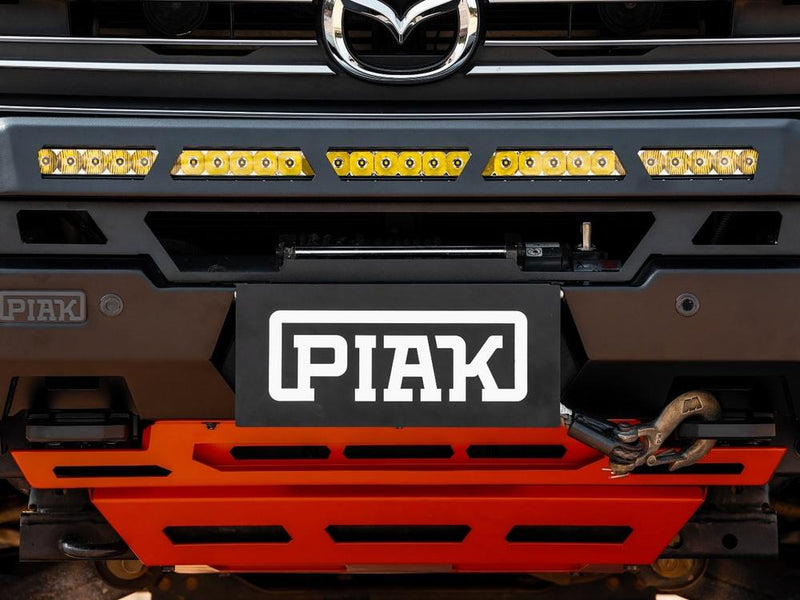 PIAK Genesis Non Loop Bull Bar Black Recovery Points Orange Bash Plate for Mazda BT-50 7 2020 Onwards