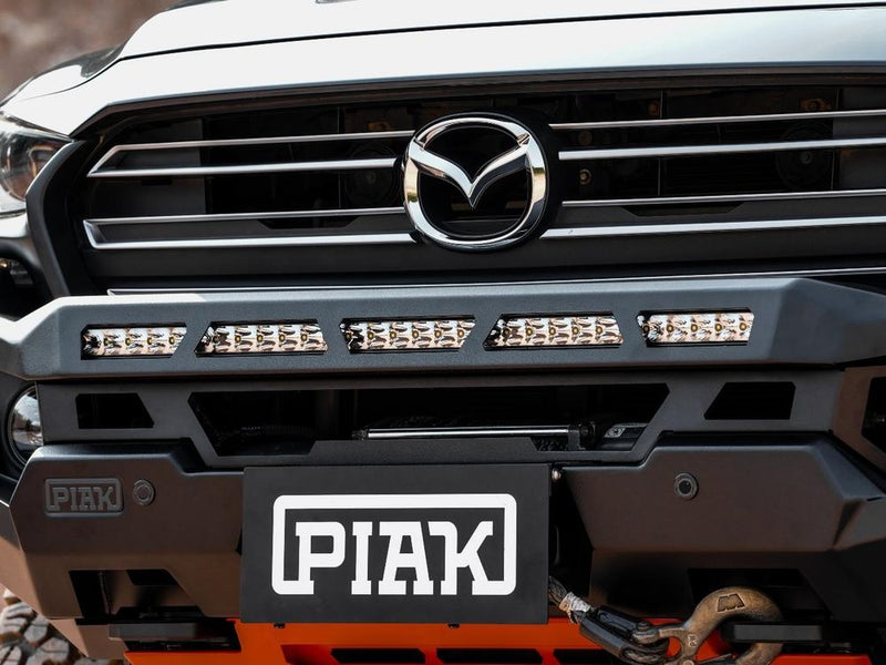 PIAK Genesis Non Loop Bull Bar Black Recovery Points Orange Bash Plate for Mazda BT-50 7 2020 Onwards