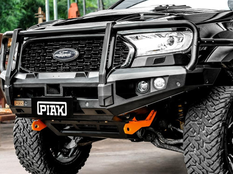 PIAK Elite 3-Loop Bull Bar for Ford Ranger (2015-2018) | Orange Recovery Points & Black Bash Plate