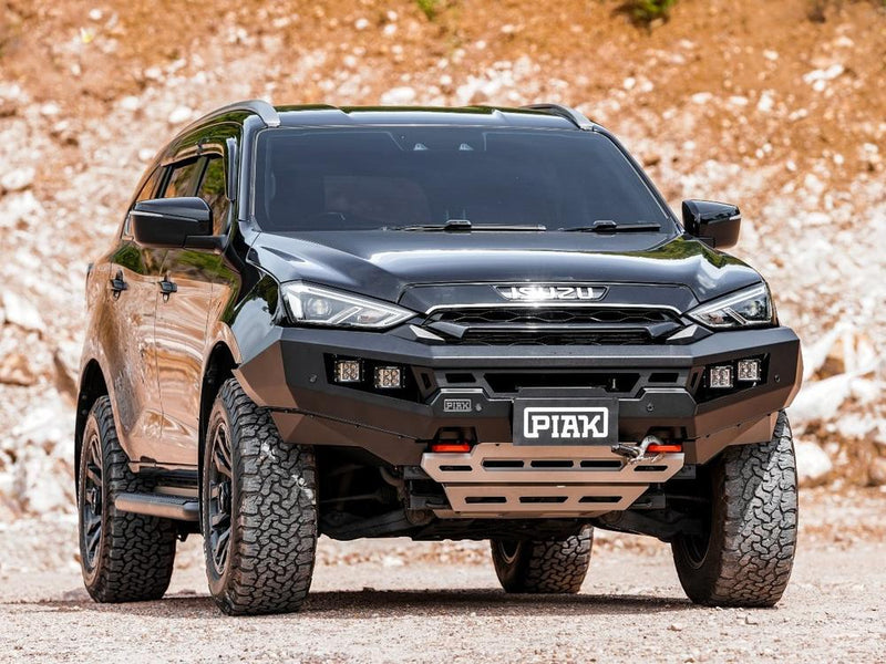 PIAK Genesis Non Loop Bull Bar Orange Recovery Points Grey Bash Plate for Isuzu MU-X 2021 Onwards