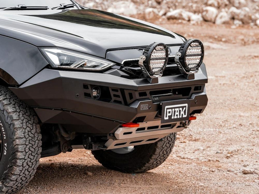 PIAK Genesis Non Loop Bull Bar Orange Recovery Points Grey Bash Plate for Isuzu MU-X 2021 Onwards
