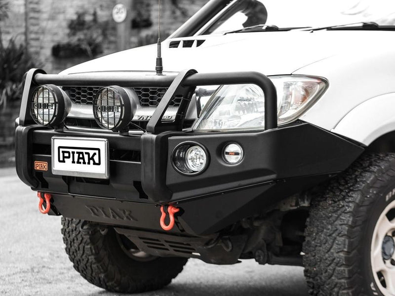 PIAK Premium 3-Loop Bumper Bull Bar Black Recovery Points Bash Plate suitable for Toyota Hilux 2005-2011