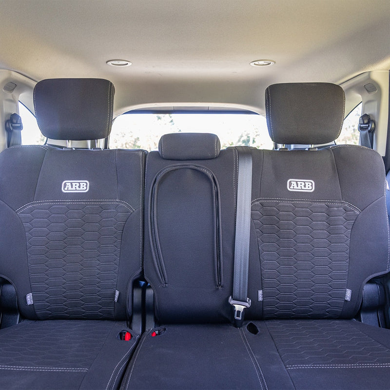 ARB Neoprene Seat Cover Set, Rear, Suitable For Isuzu D-Max Dual Cab and Mazda BT-50 Dual Cab (Bench Seat With Armrest) – 0850111NR