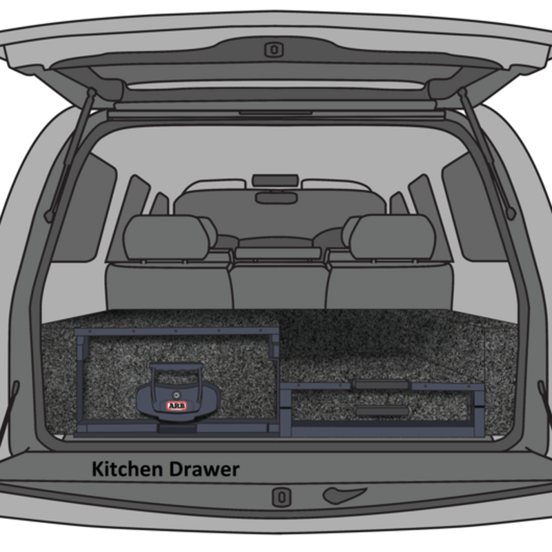 ARB Drawer Bundle – Left Kitchen, Right Roller Floor (Low-Height), Right Side Floor Adaptor