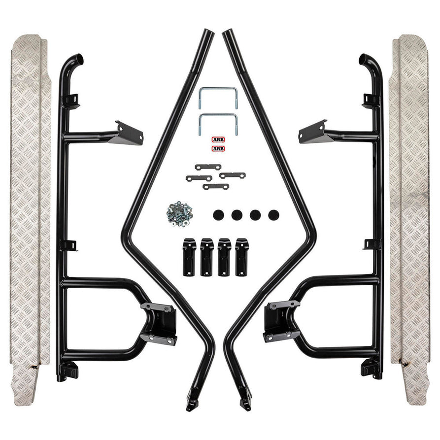 ARB Deluxe Side Steps and Rails with Aluminium Tread Suitable For 76 Series LandCruiser – B03383