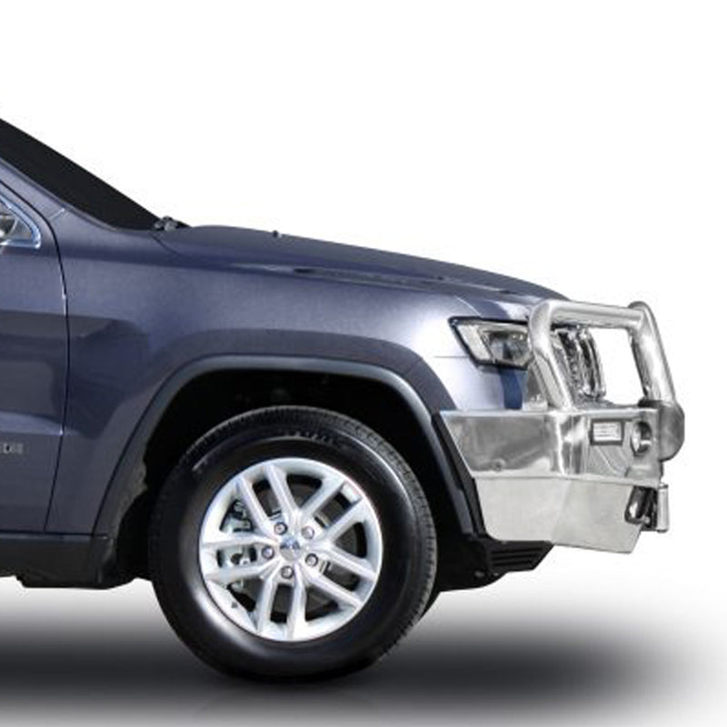 SUITABLE FOR JEEP GRAND CHEROKEE LIMITED Big Tube Bar® Winch Compatible with Bumper Lights (04/17 to 08/18) Finish: Silver Hammertone