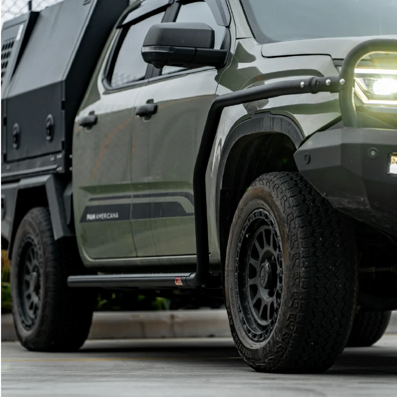 All-New Amarok 2023-On - 039BSR All Black Side Step and Rail Package (50mm Bull Bar) - SKU MCC-04002-039ABSR