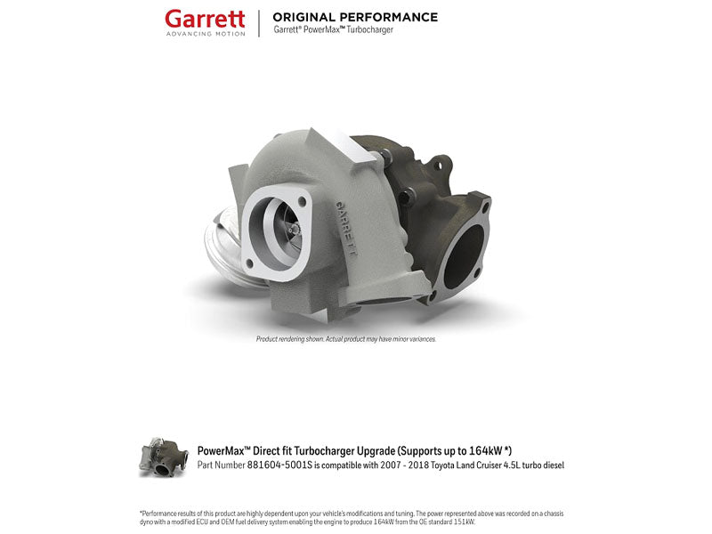 Garrett – Powermax bolt on suit Toyota 1VD-FTV 4.5L single turbo V8
