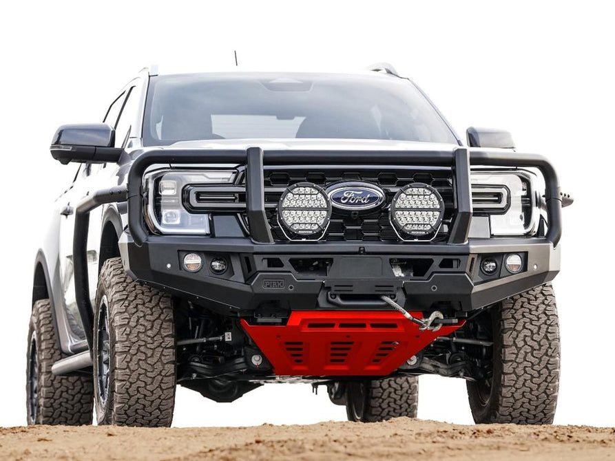 PIAK Genesis 4x4 Front Winch Loop Bumper Bull Bar with Orange Bash Plate for Ford Ranger 2022+