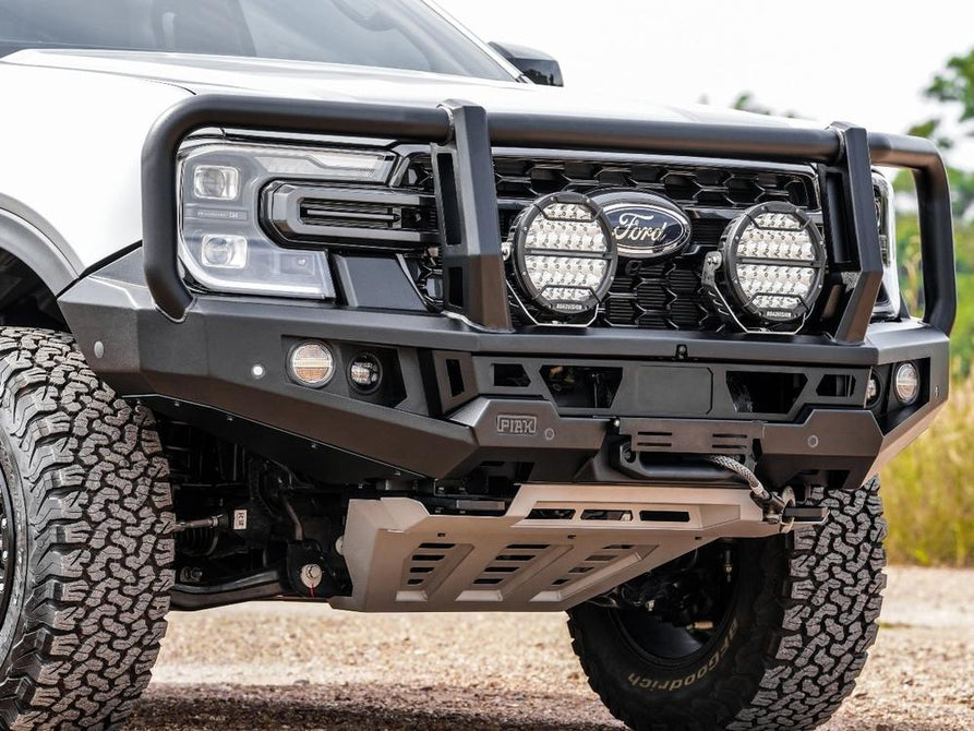 PIAK Genesis 4x4 Loop Bull Bar with Grey Bash Plate for Ford Ranger 2022+ | Black Recovery Points & Underbody Protection