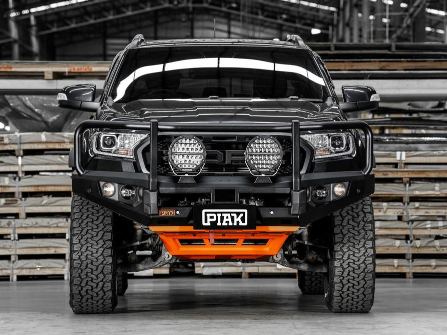 PIAK Elite 3-Loop Bull Bar for Ford Ranger (2015-2018) | Black Recovery & Orange Bash Plate