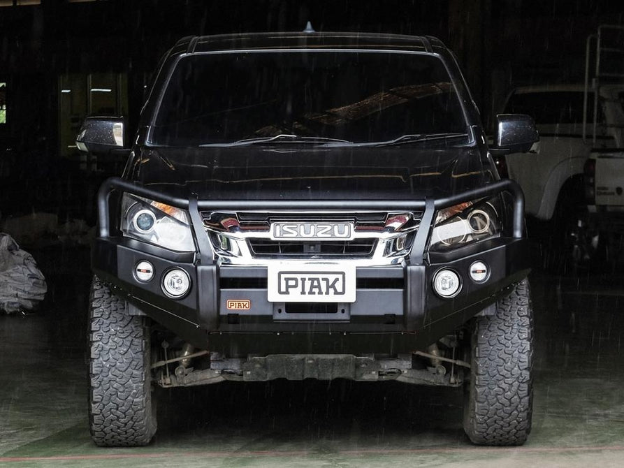 PIAK Premium 4x4 3-Loop Bull Bar | Black Recovery Points & Tough Bash Plate – Isuzu D-Max 2012-2016