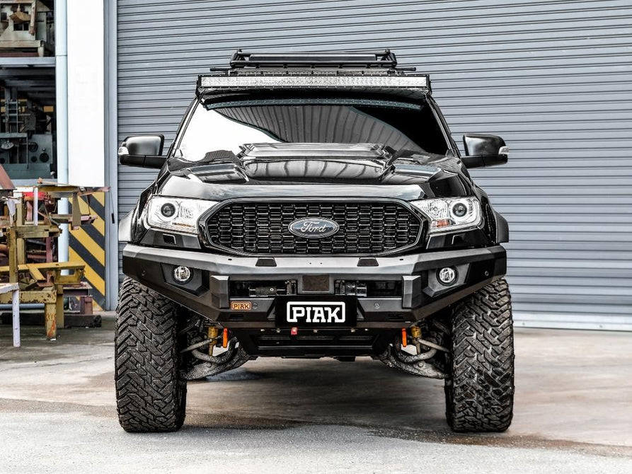 PIAK Elite Non Loop Bull Bar Orange Recovery Points Black Bash Plate for Ford Ranger 2015 to 2018