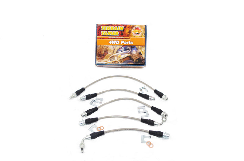 BRAIDED BRAKE HOSE KIT DRUM BKE RR TO 2"RAISED SUSP SUITABLE FOR ABS