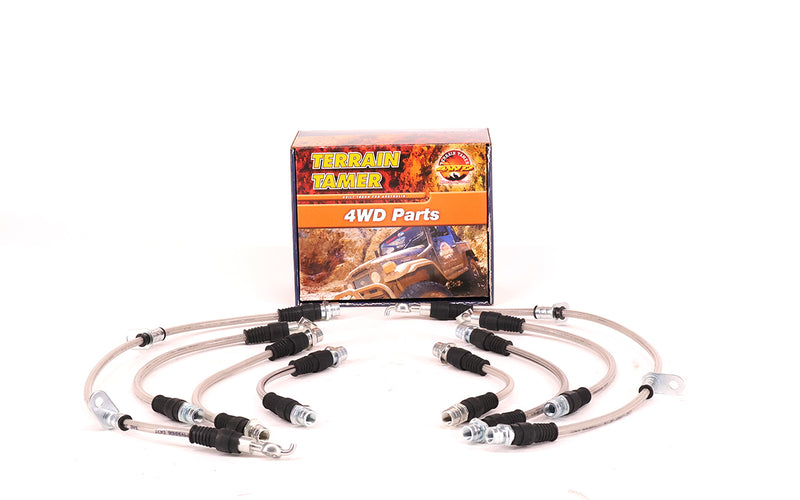 T/T BRAIDED BRAKE HOSE KIT SUITABLE FOR RAISED SUSPENSION