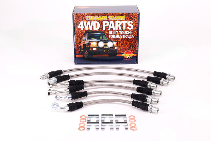 BRAIDED BRAKE HOSE KIT SUITABLE FOR 0-50MM RAISE SUSPENSION NON ABS